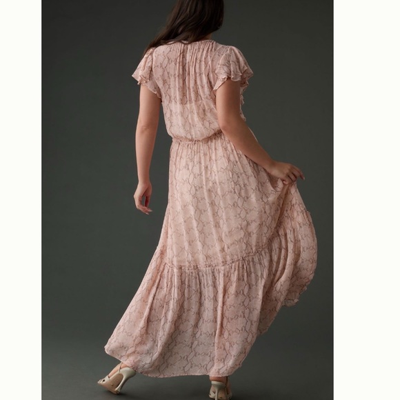 NWT Anthropologie V-Neck Flutter-Sleeve Dress size L - Picture 8 of 15